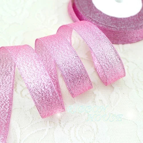 Pink Metallic Glitter Ribbon 3/4" 25 Yards – Wedding & Gift