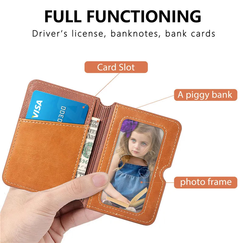Magnetic PU Leather Card Holder Wallet Sticker for Smartphones