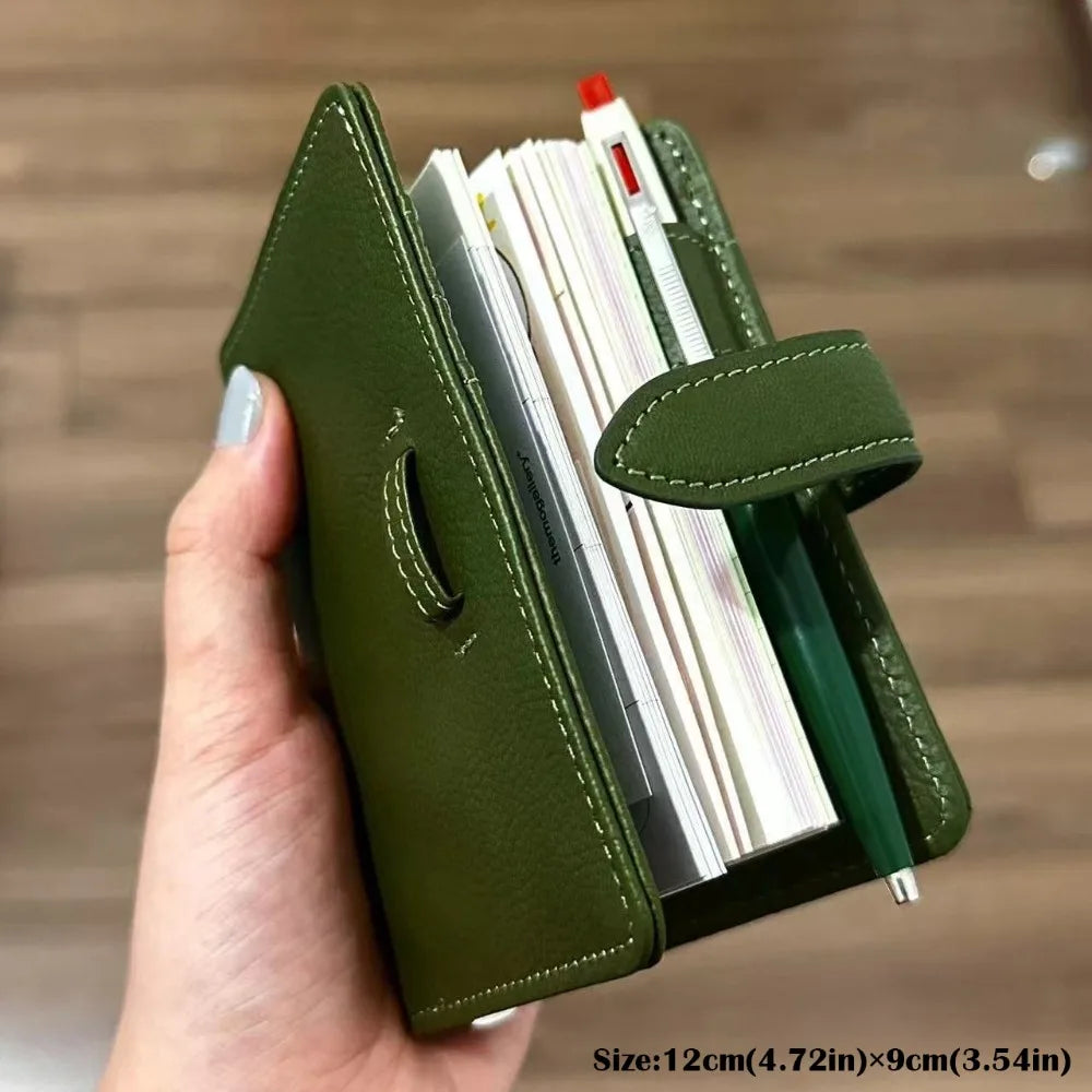 M5 Olive Green Leather Pocket Notebook – Ring Binder Journal