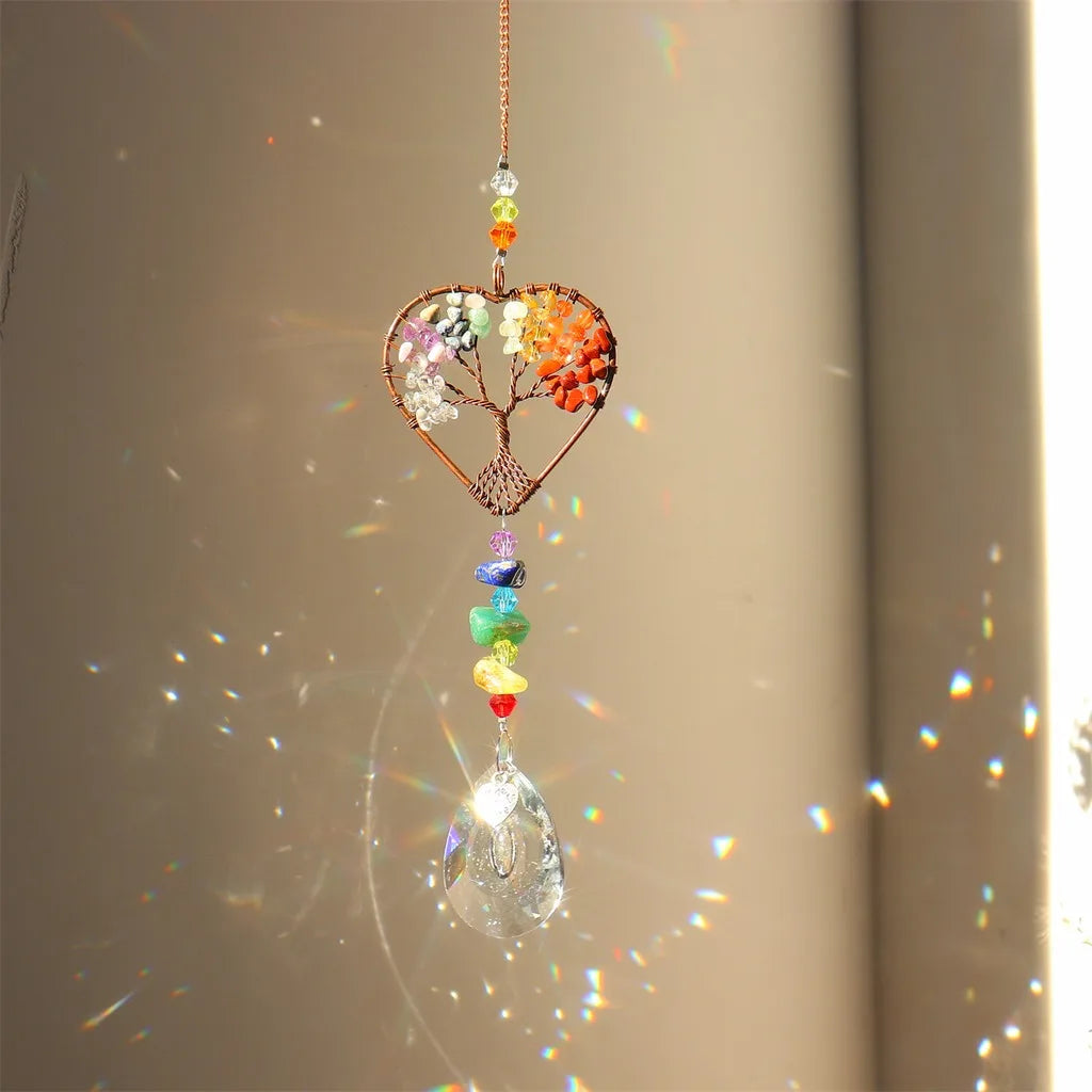 Copper Frame Crystal Chip Suncatcher Hanging Ornament
