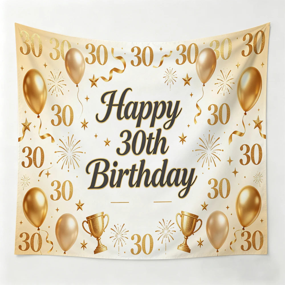 Golden Tulip Pearl Birthday Party Backdrop Hanging Cloth