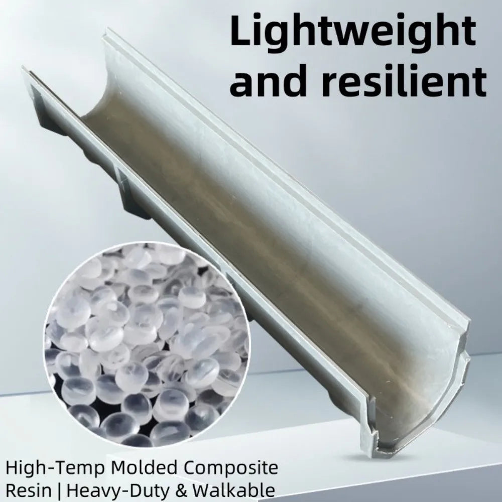 Heavy Duty Resin & Stainless Steel Linear Drain Gutter