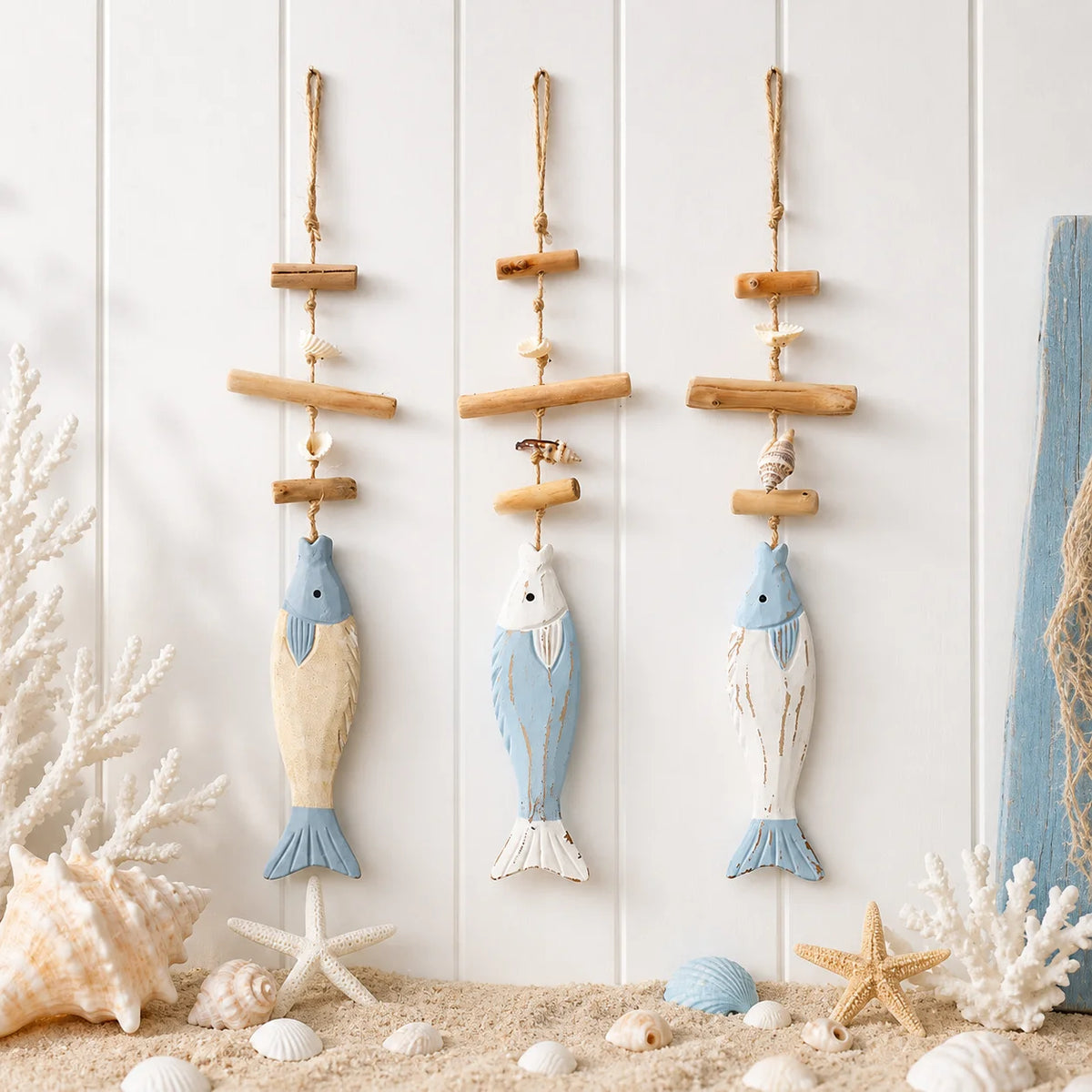 Coastal Wooden Fish Wall Hanging | Nautical Beach Decor