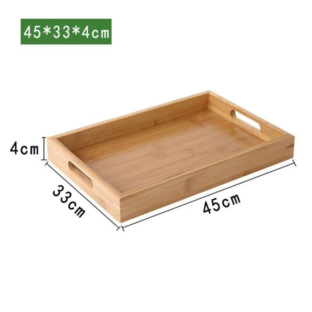 Retro Bamboo Wood Rectangular Storage Tray – Tea & Home Décor