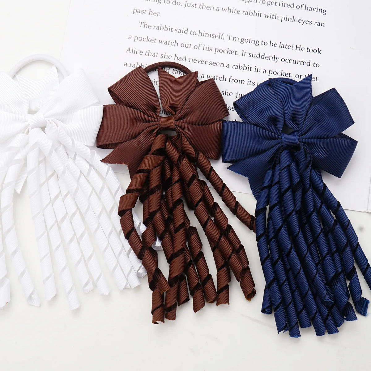 12-Pack Girls' Grosgrain Ribbon Bow Hair Ties | Cheerleading
