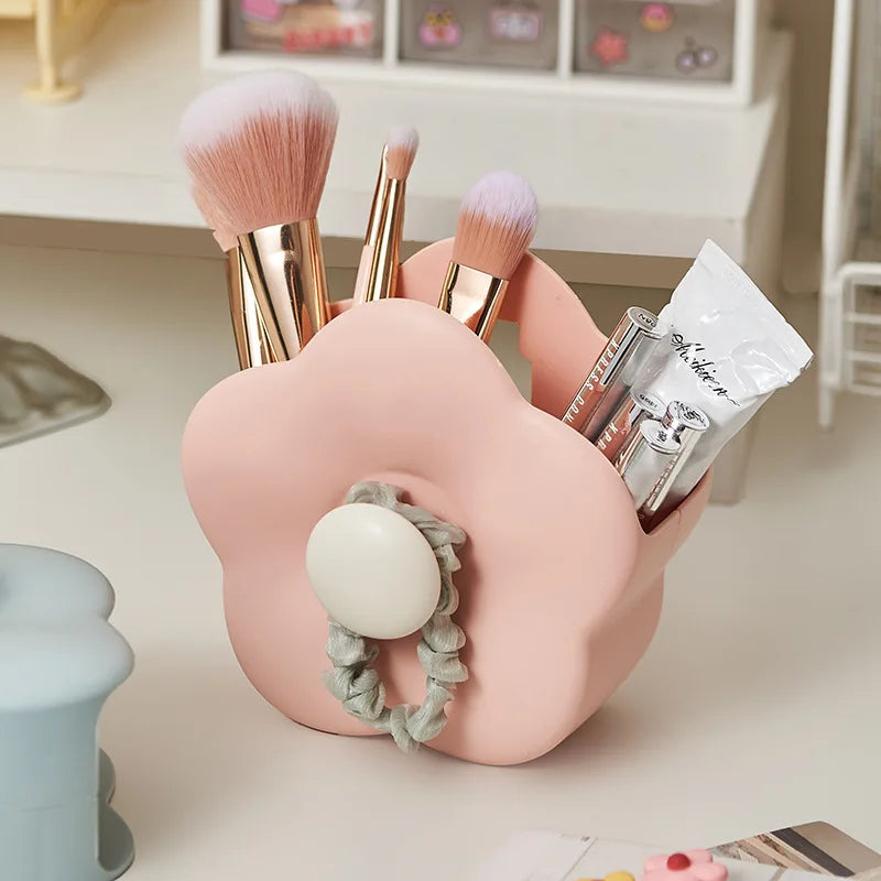 Wall-Mounted Flower Makeup Brush & Toothbrush Storage Box