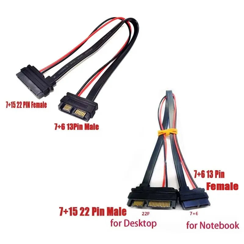 SATA 13-Pin to 22-Pin Converter Cable | SSD HDD Adapter