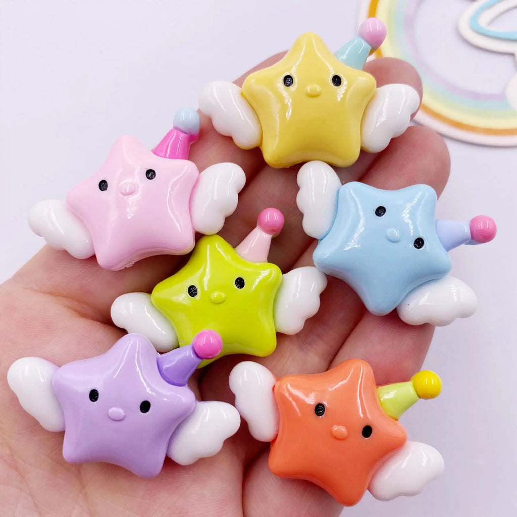 Resin Kawaii Angel Star Baby Flatback Figurines 6PCS DIY Crafts