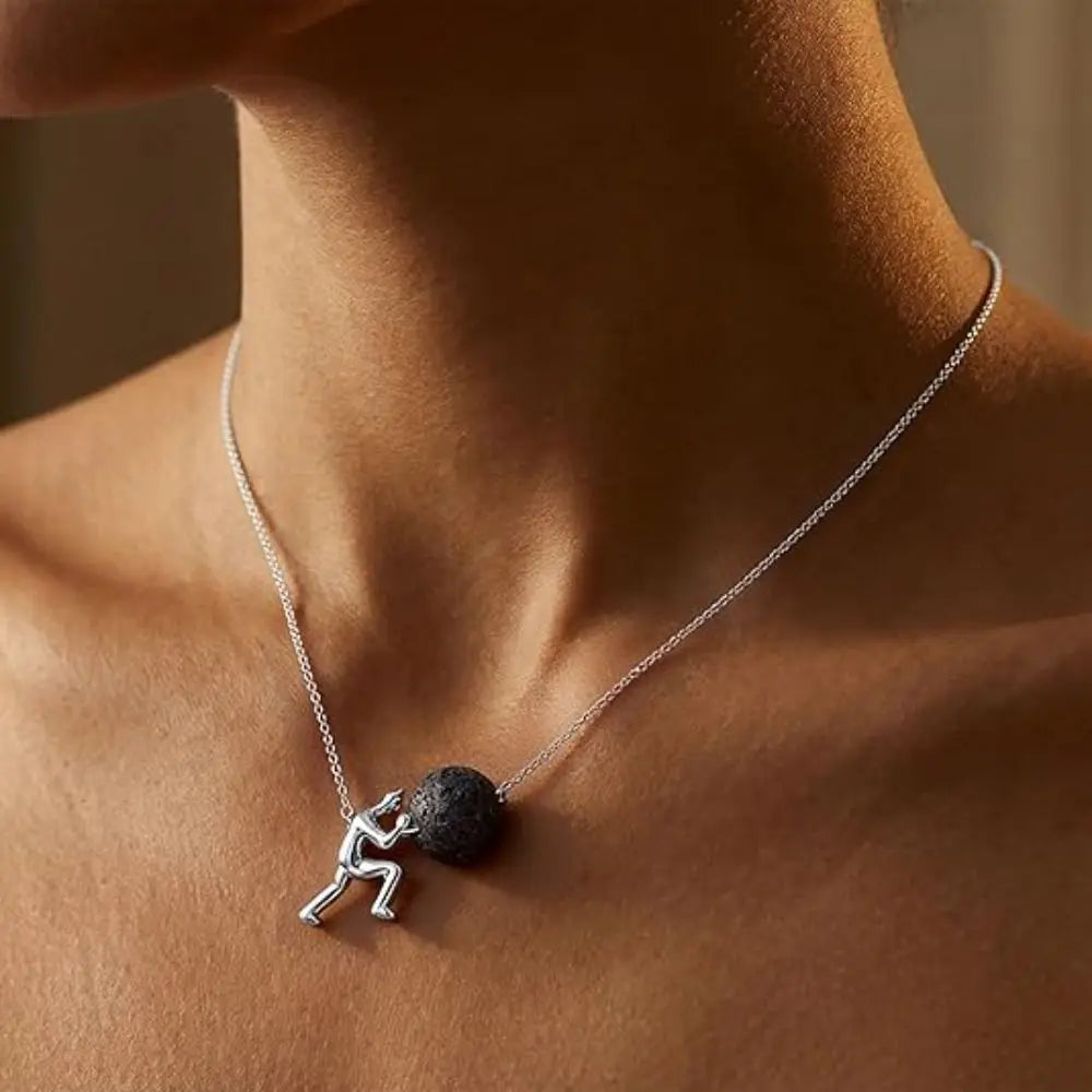 Sisyphus Pendant Necklace – Perseverance Symbol Silver Jewelry