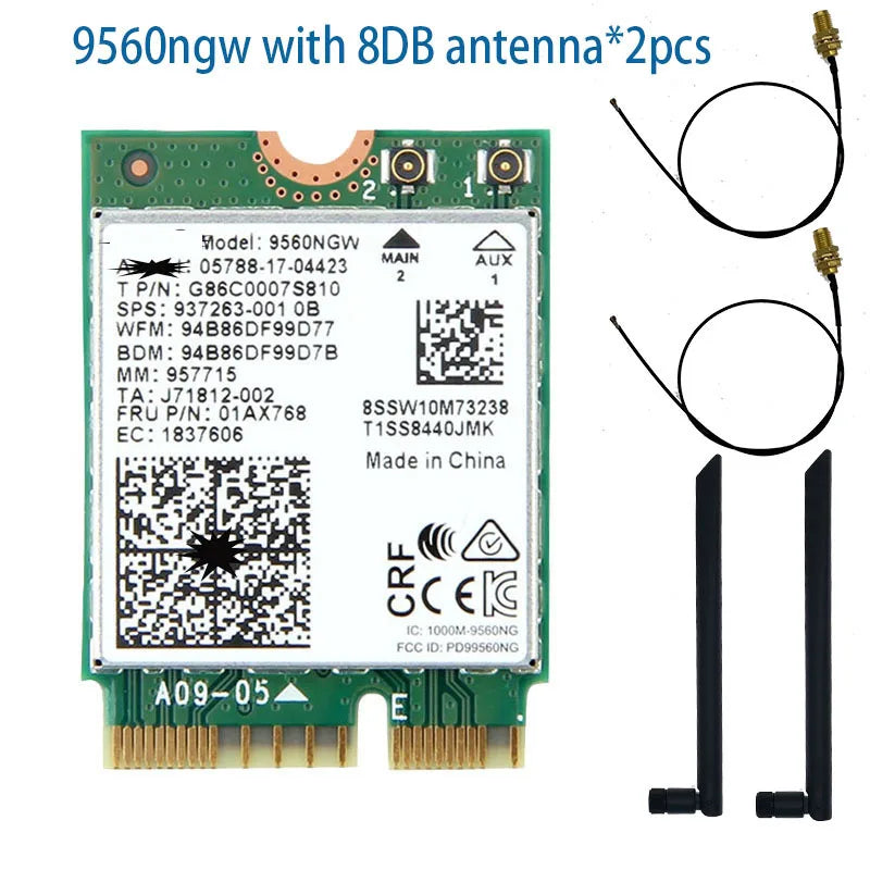 WDXUN AC 9560 Dual-Band Wi-Fi Bluetooth 5.0 M.2 NGFF Card