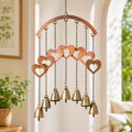 Rustic Heart Wind Chime with Brass Bells | Metal Garden Decor