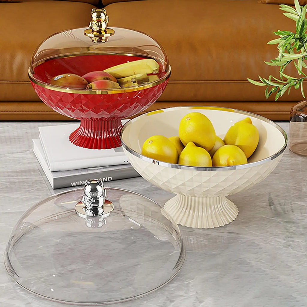 Kesoto Fruit Pedestal Bowl with Transparent Lid & Drain Base