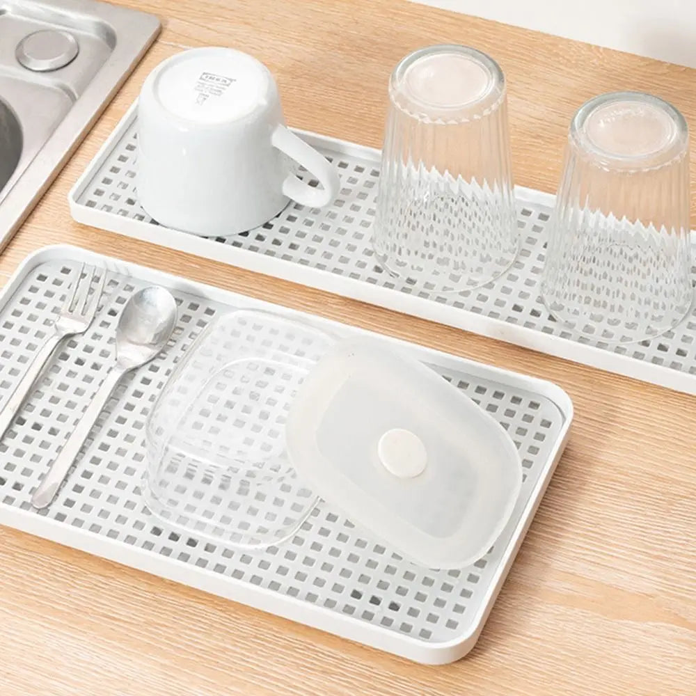 Double-Layer Plastic Dish Drying Rack & Drainage Tray