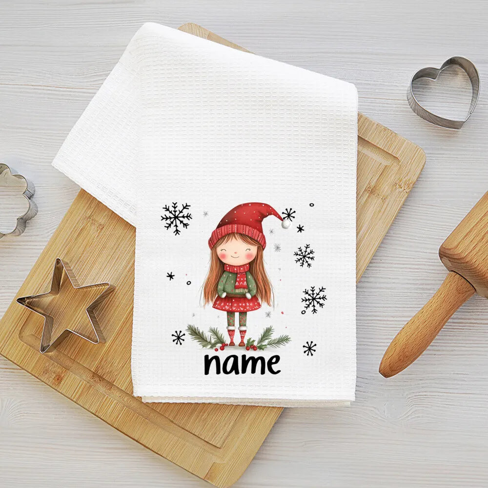 Personalized Christmas Tea Towel – Festive Holiday Kitchen Gift