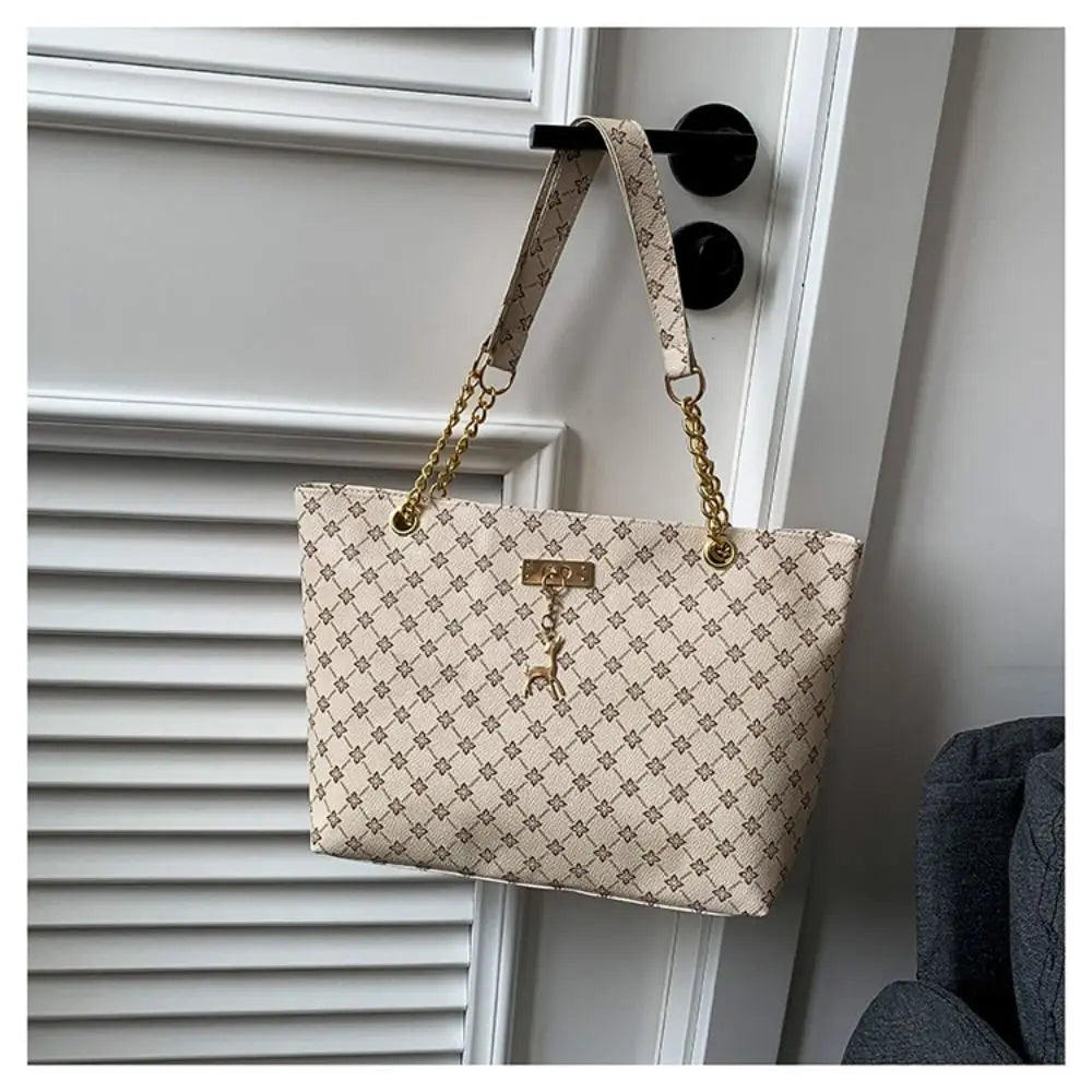 Women's PU Leather Tote Bag – Large Capacity Printed Shoulder Bag