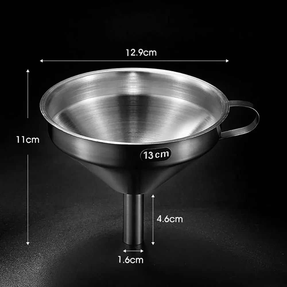 Wide Mouth Stainless Steel Funnel & Strainer Kitchen Tool