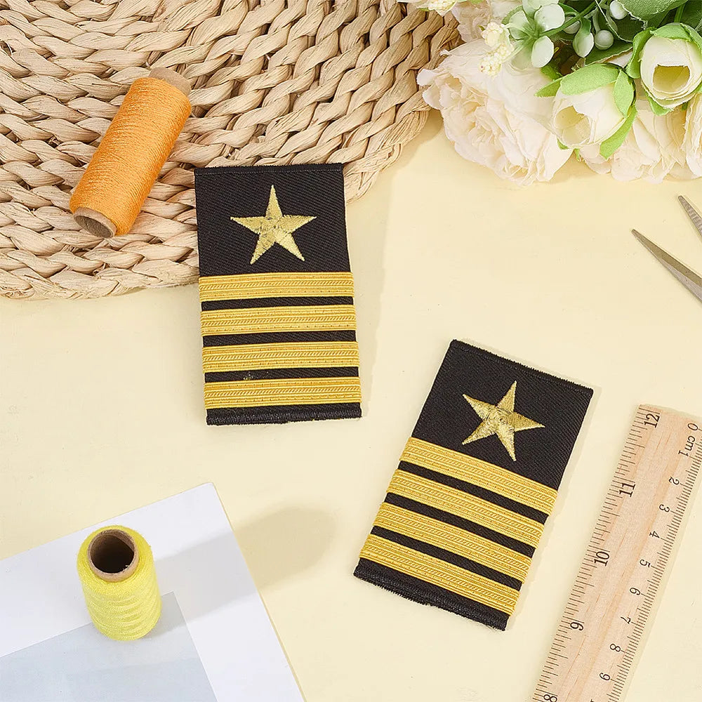 Black Polyester Sailor Epaulettes Rectangle Pair 90x52mm