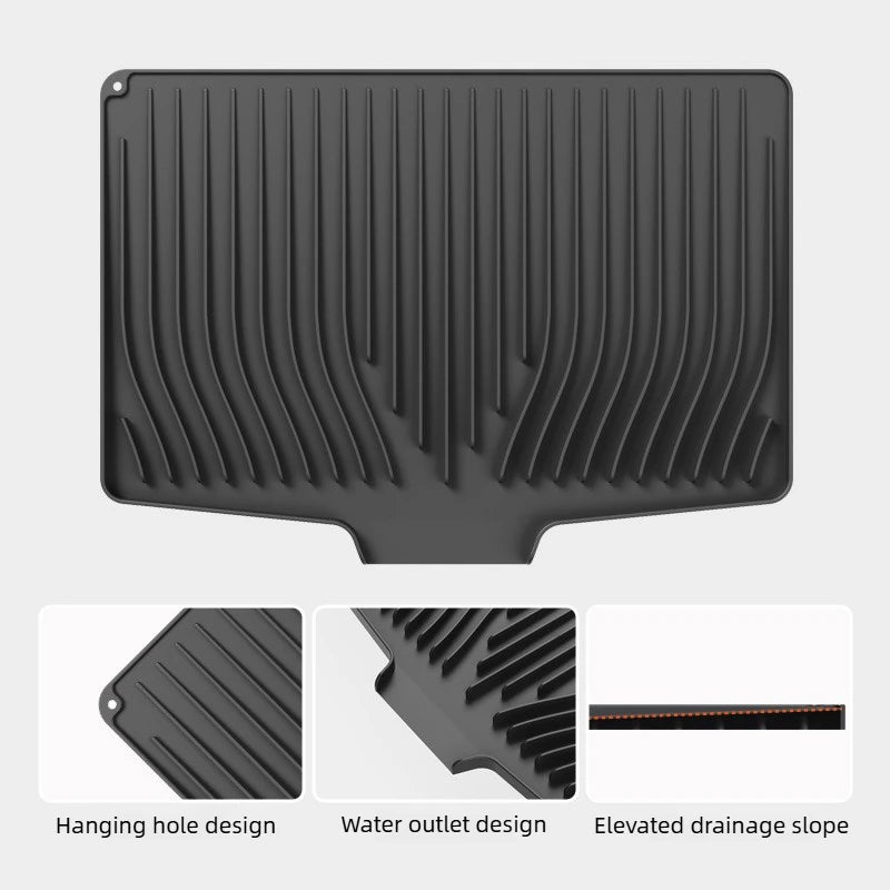 Silicone Inclined Drainage Drying Mat – Kitchen Sink & Counter