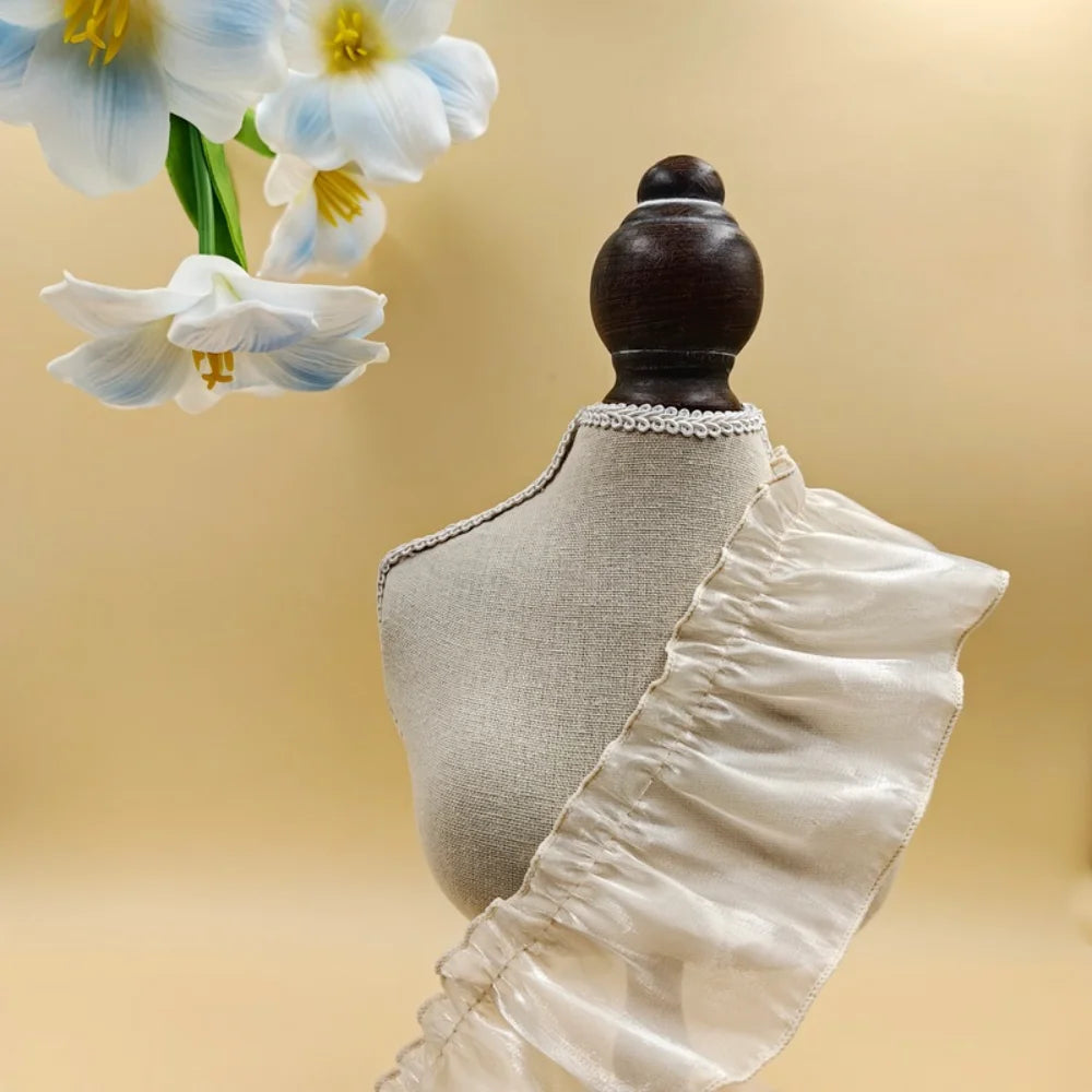 French Pearl Pleated Lace Trim | Ruffled Edging for DIY Crafts