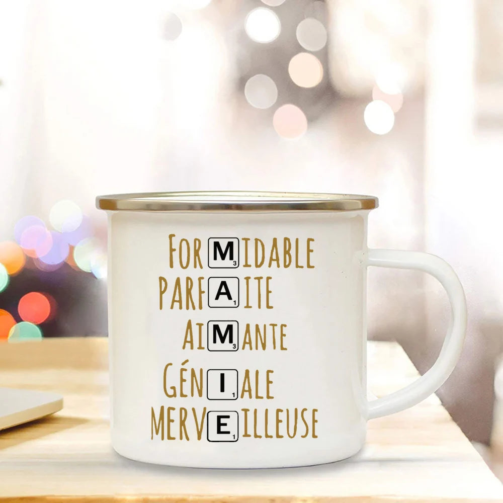Super Mamie I Love You Enamel Mug | Grandmother Gift Mug