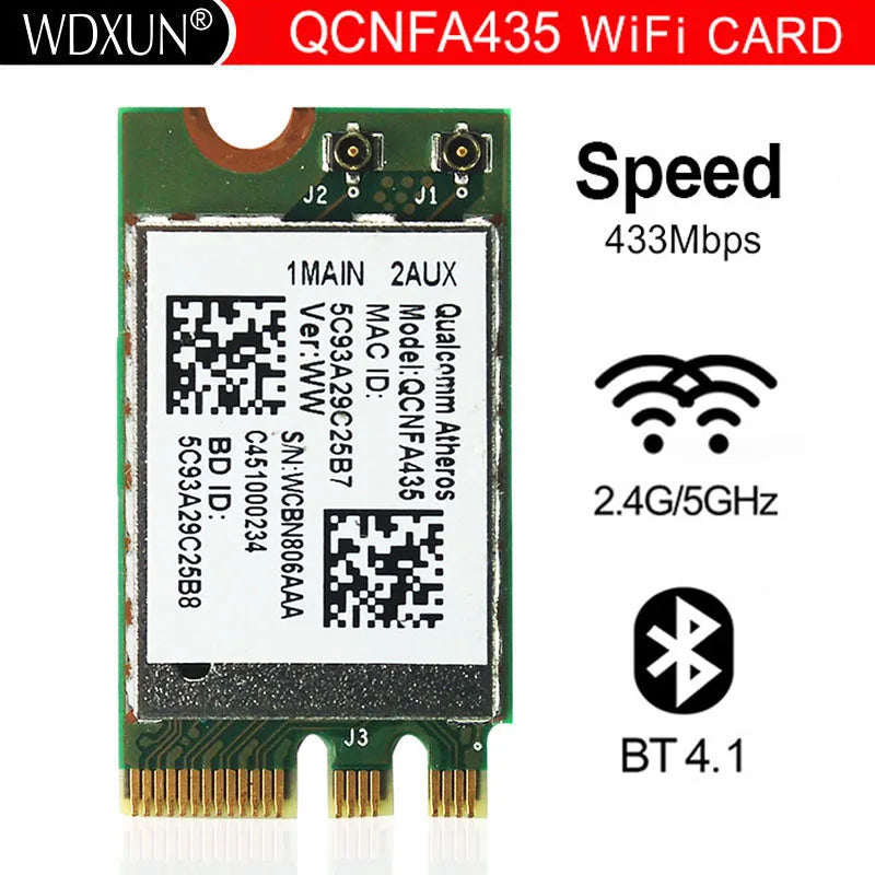 QCNFA435 QCA9377 Dual-Band NGFF M.2 WiFi & Bluetooth Card