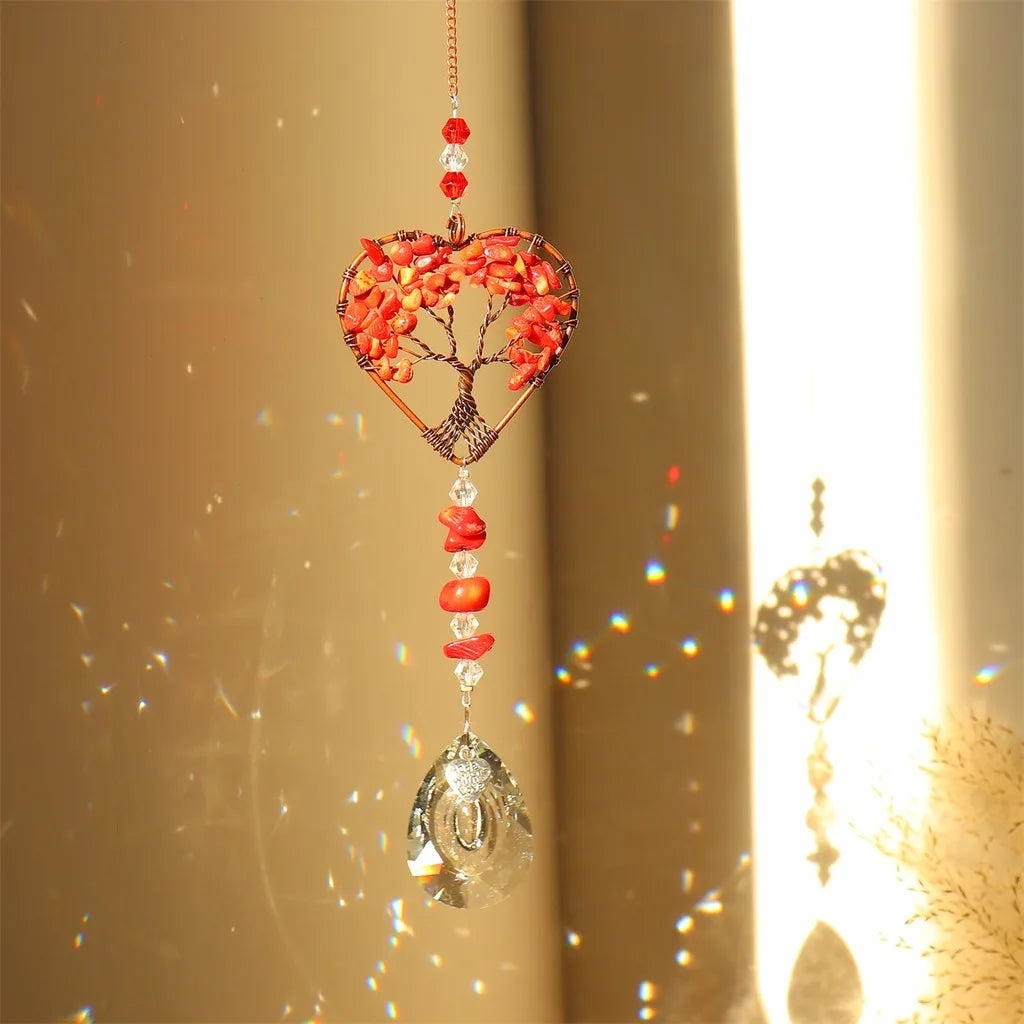 Copper Frame Crystal Chip Suncatcher Hanging Ornament