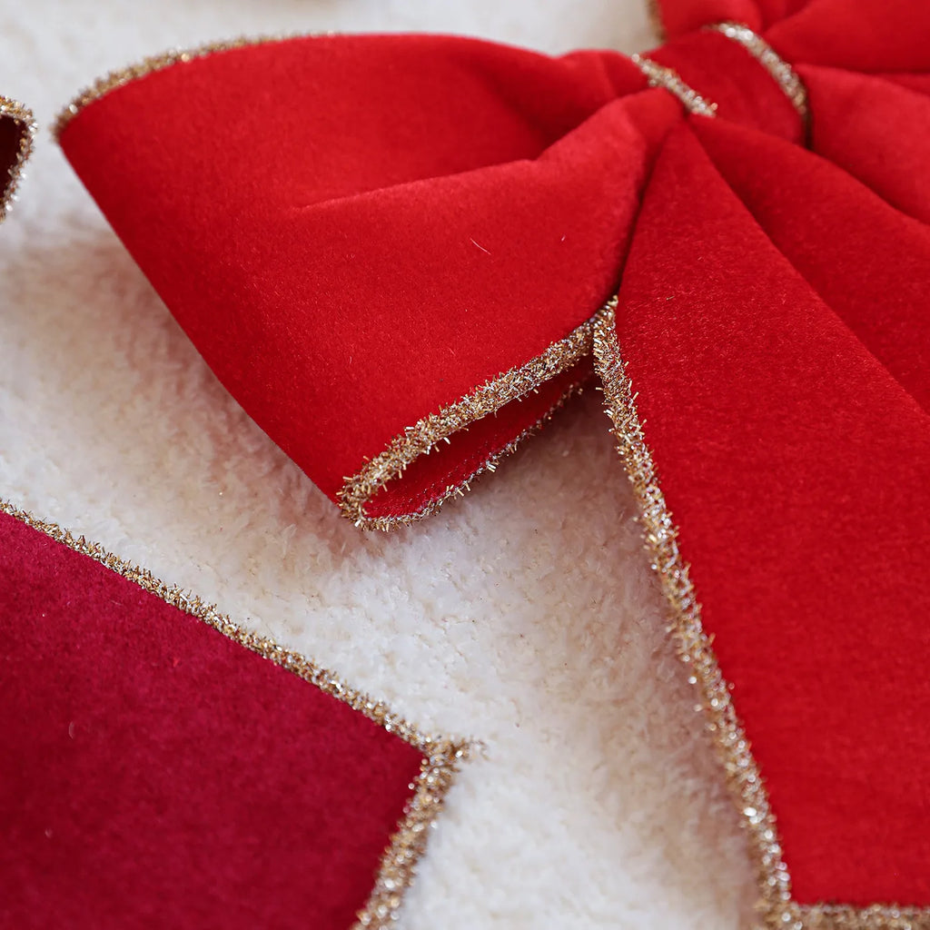 Red Velvet Gold-Edged Christmas Bow Tree Ornament