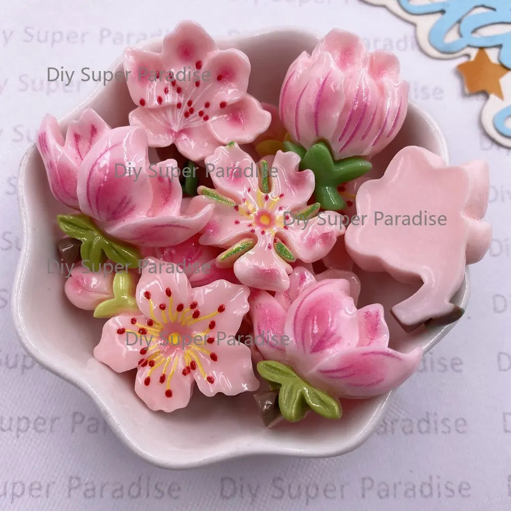 10PCS Resin Flower Flatback Figurines for DIY Crafts & Scrapbook