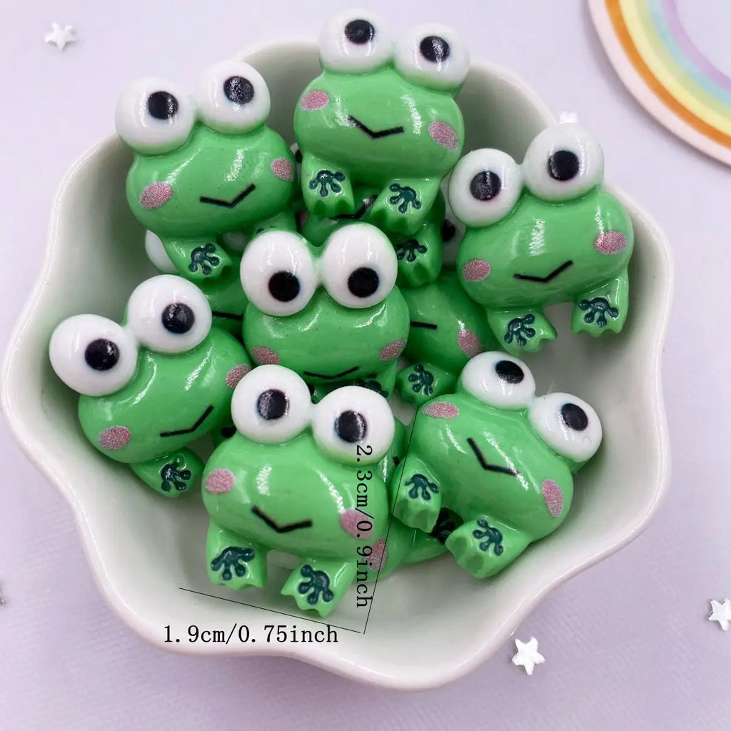 10-Piece Resin Frog Flatback Figurines for DIY Crafts & Scrapbooking