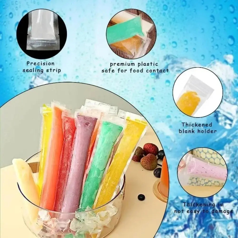 Disposable Popsicle Bags 50/100Pcs – Food Grade PE Ice Pop Molds