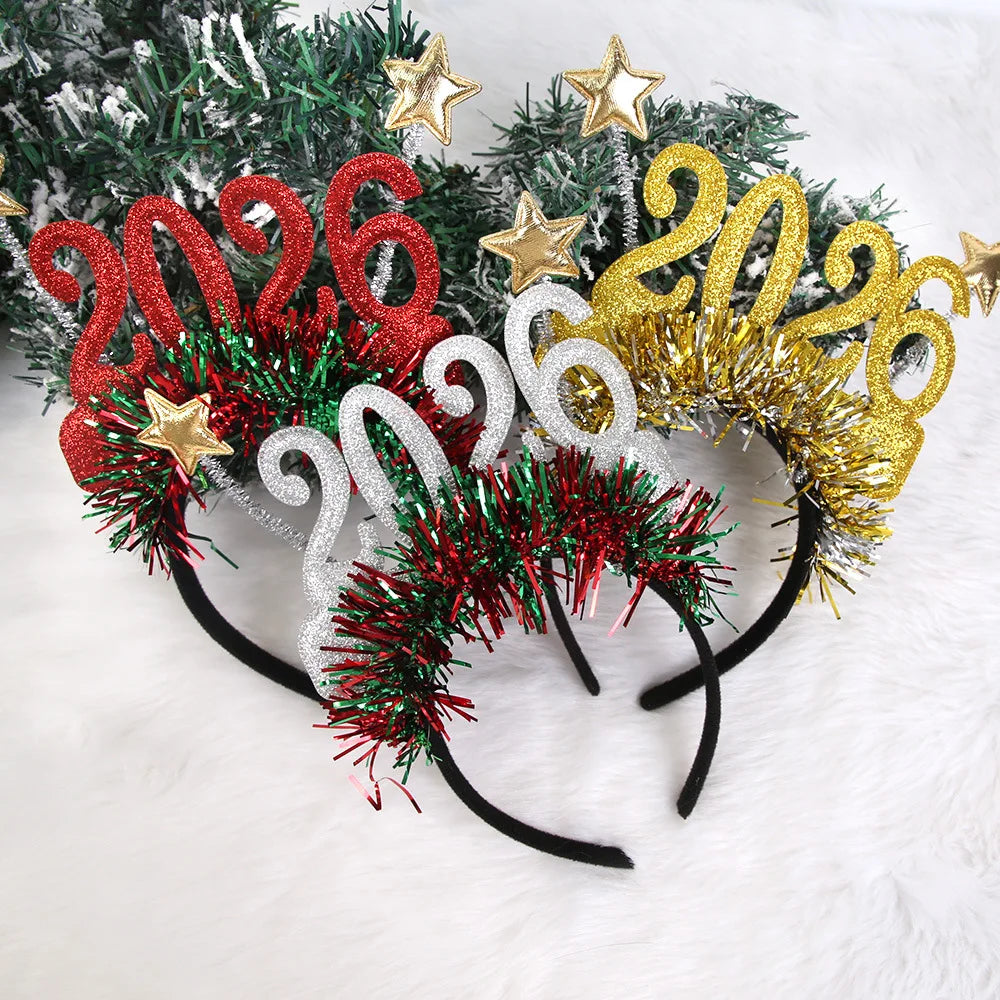 2026 New Year Glitter Sequin Headband – Party Hair Hoop