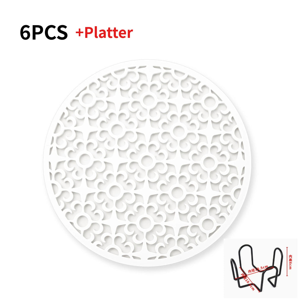 6-Pack Floral Silicone Coasters – Heat Resistant Non-Slip Mats