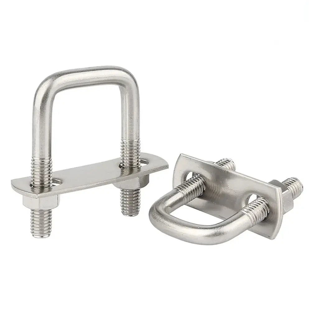 M6 Right Angle Square U-Bolt Pipe Clamp with Baffle – 2 Sets