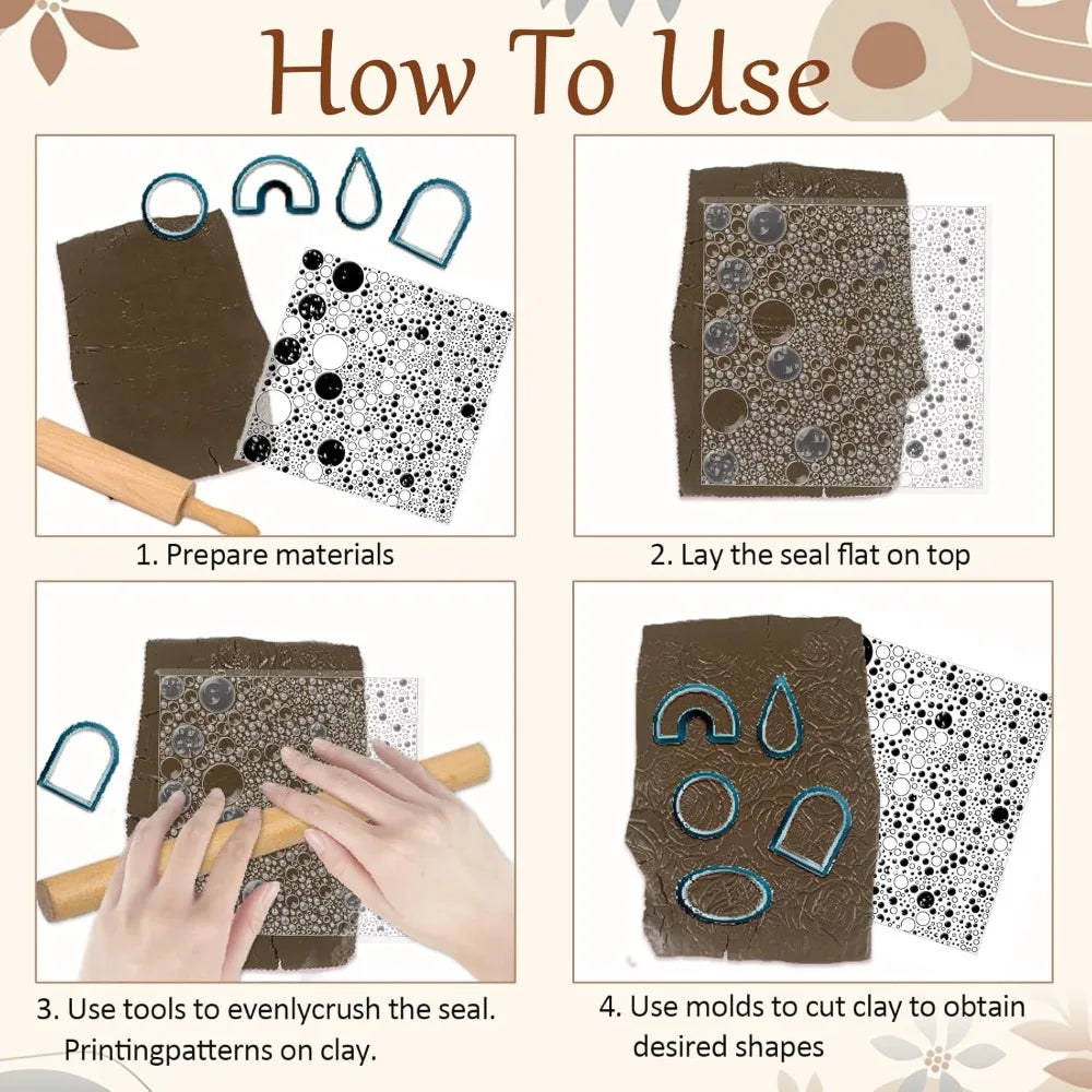 Retro Polka Dots Polymer Clay Texture Sheet Stamp Mat