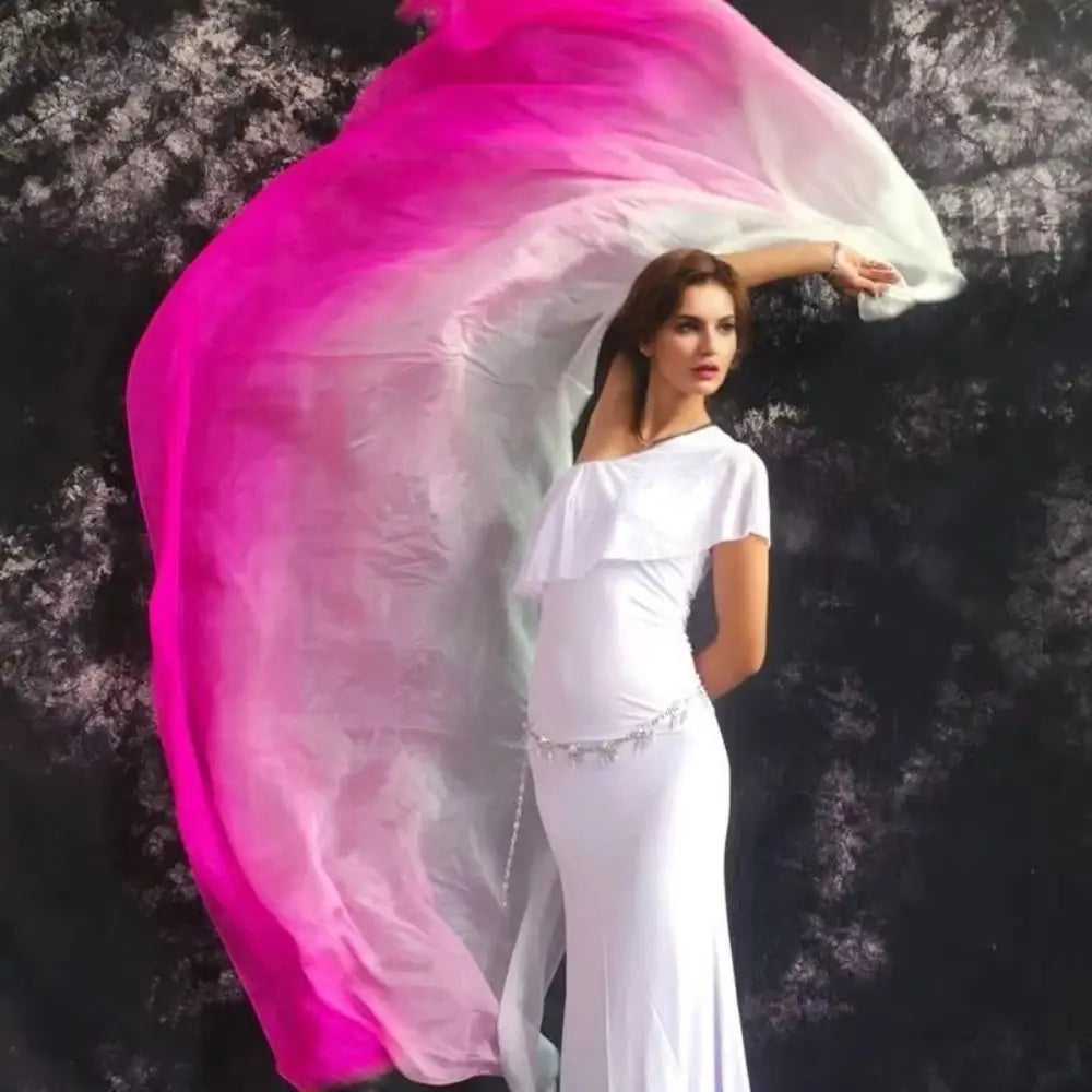Gradient Belly Dance Veil Shawl 250x120cm – Polyester Flow