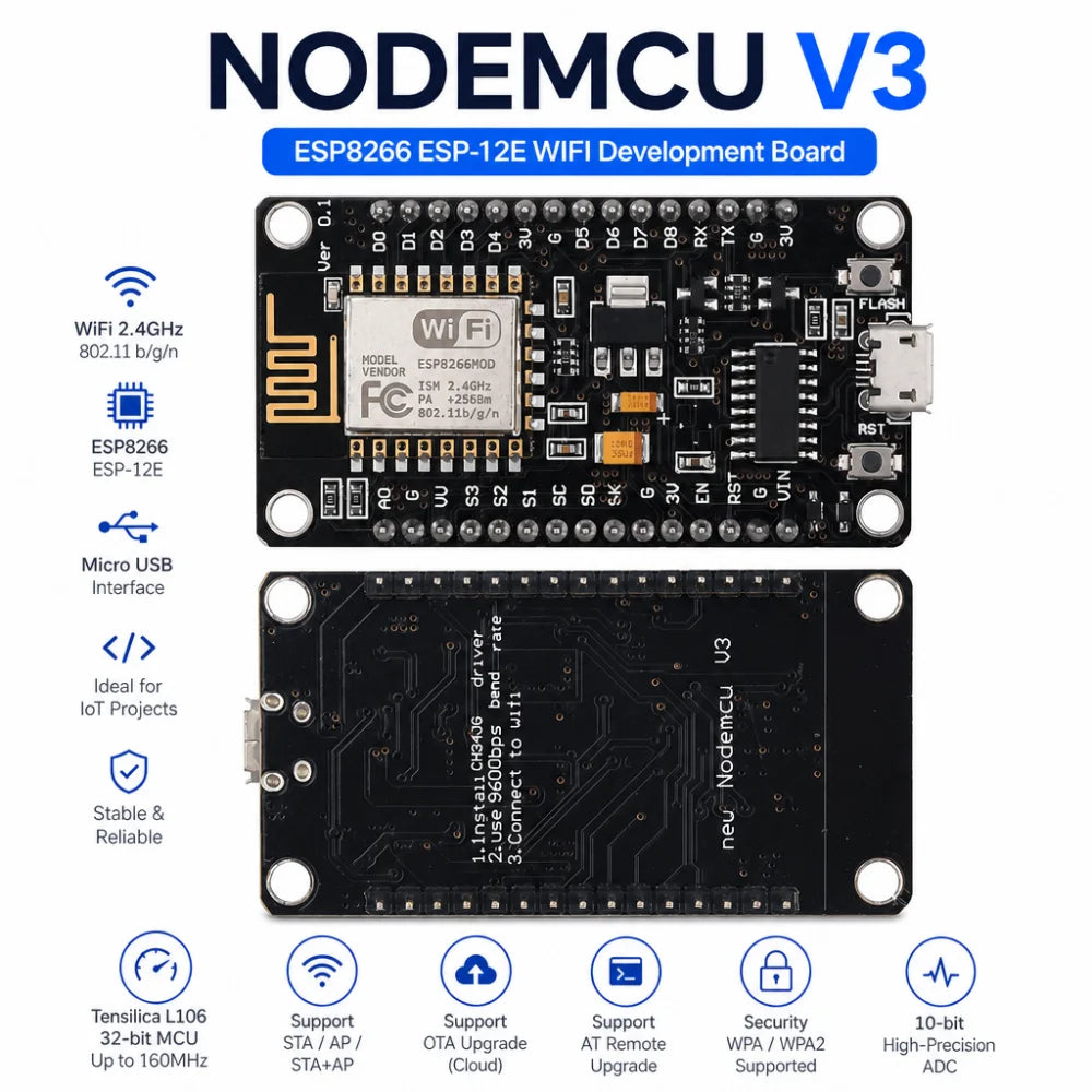 NodeMCU V3 ESP8266 ESP-12E Wi-Fi Dev Board | CH340G