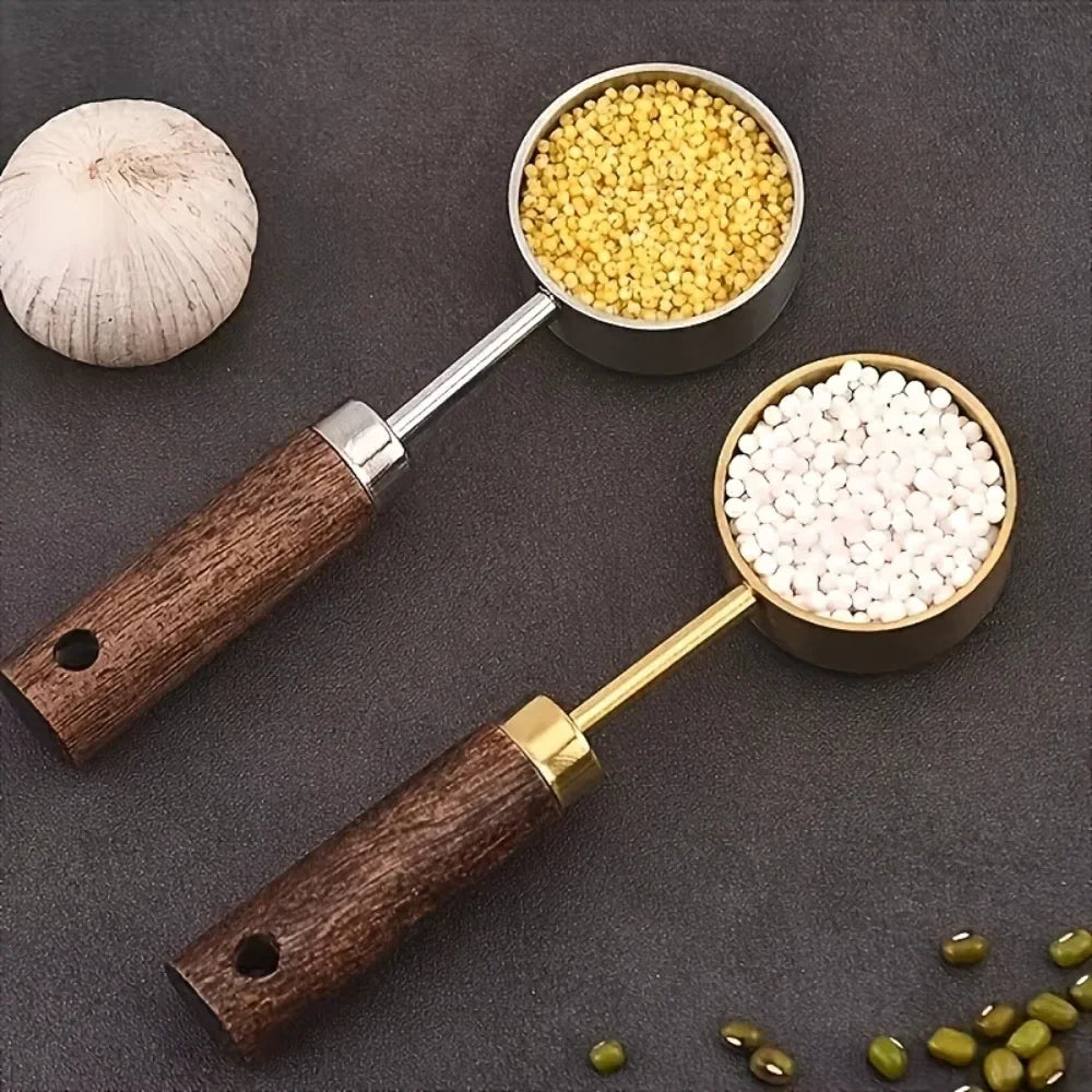 15ml Wooden Coffee Scoop – Stainless Steel Measuring Spoon