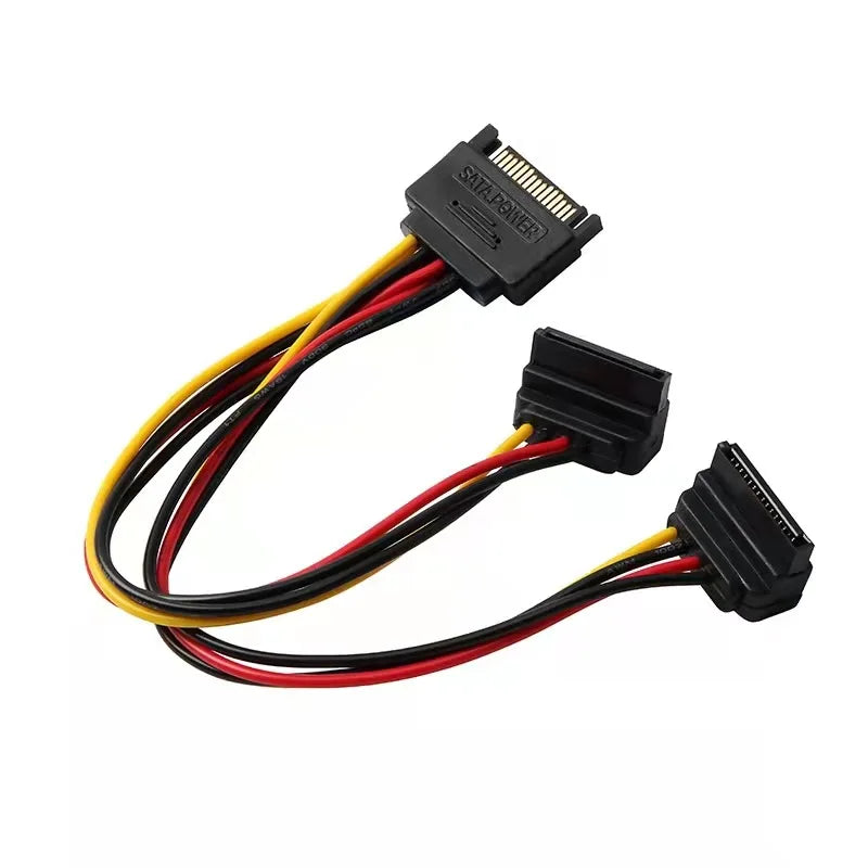 15-Pin SATA 1-to-2 Power Splitter Cable | 90° Elbow Adapter