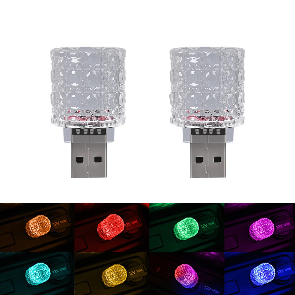 USB Car LED Atmosphere Light – 7 Colors & Gradient Touch Control