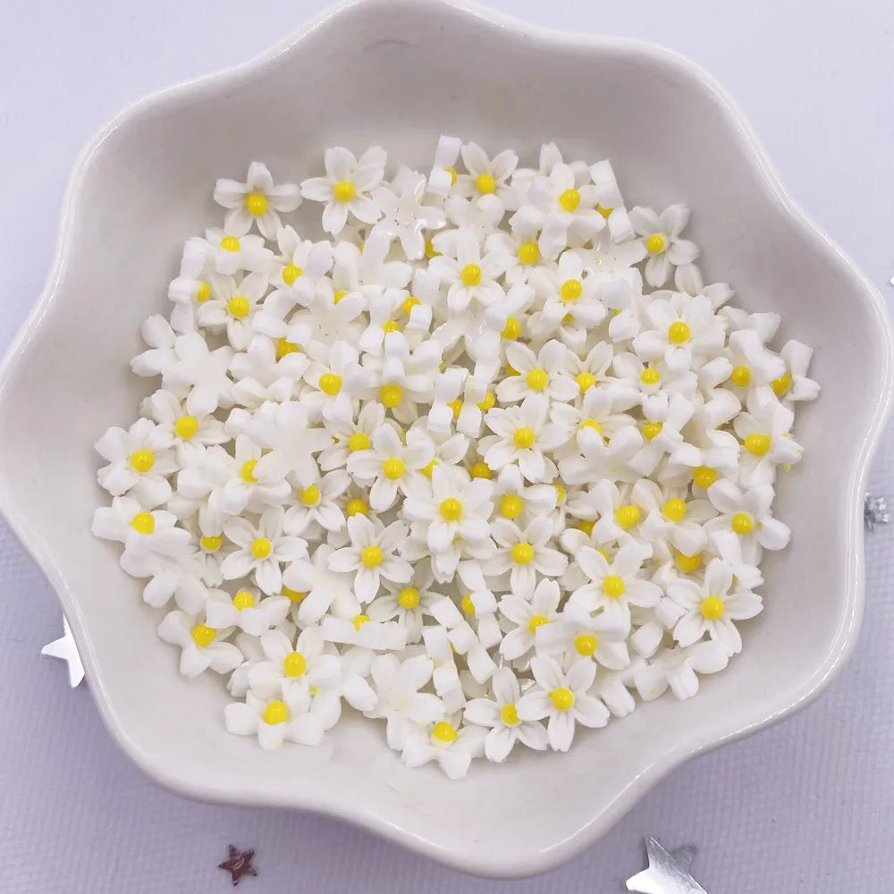 100Pcs 8mm 3D Resin Flower Flatback Gems – Nail & Craft Decor