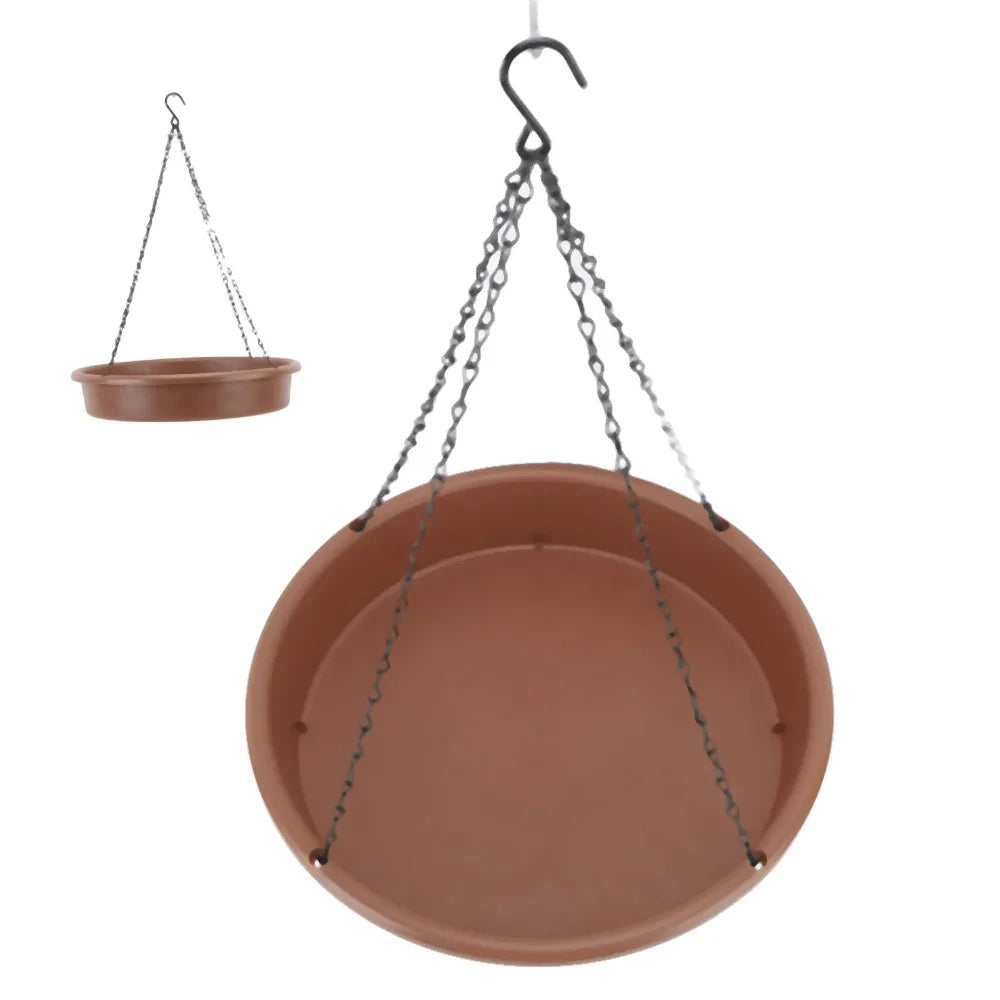 Hanging Bird Bath & Feeder – Shallow Bowl with Iron Chain