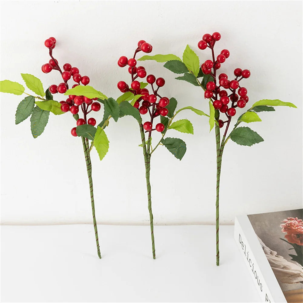 Red Artificial Berry Picks for Christmas Tree & Holiday Décor