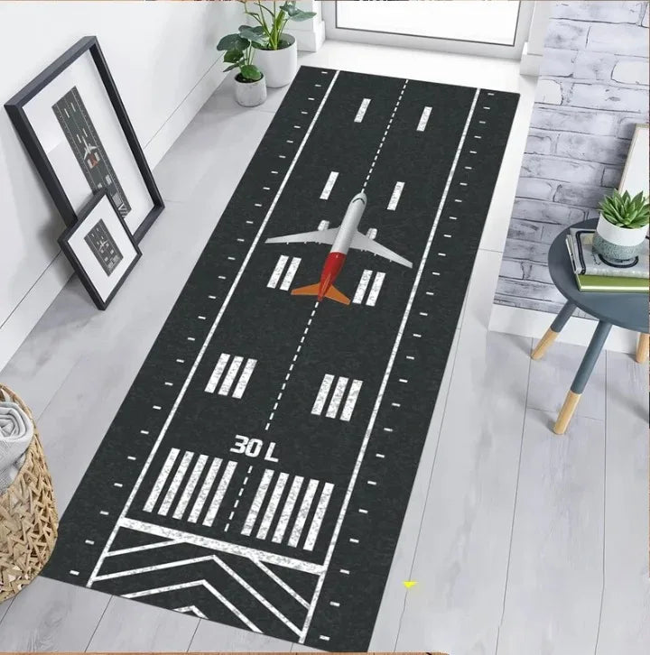 Kids Airport Runway Playmat Rug – Aviation Airplane Theme