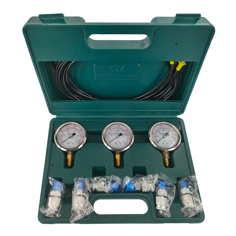 Excavator Hydraulic Pressure Test Kit – 8700 PSI, 3 Gauges