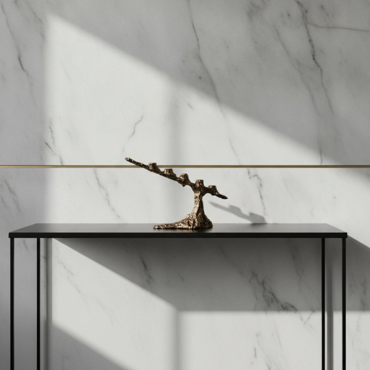 Tree Branch 3-Arm Candelabra | Antique Bronze Tabletop Holder