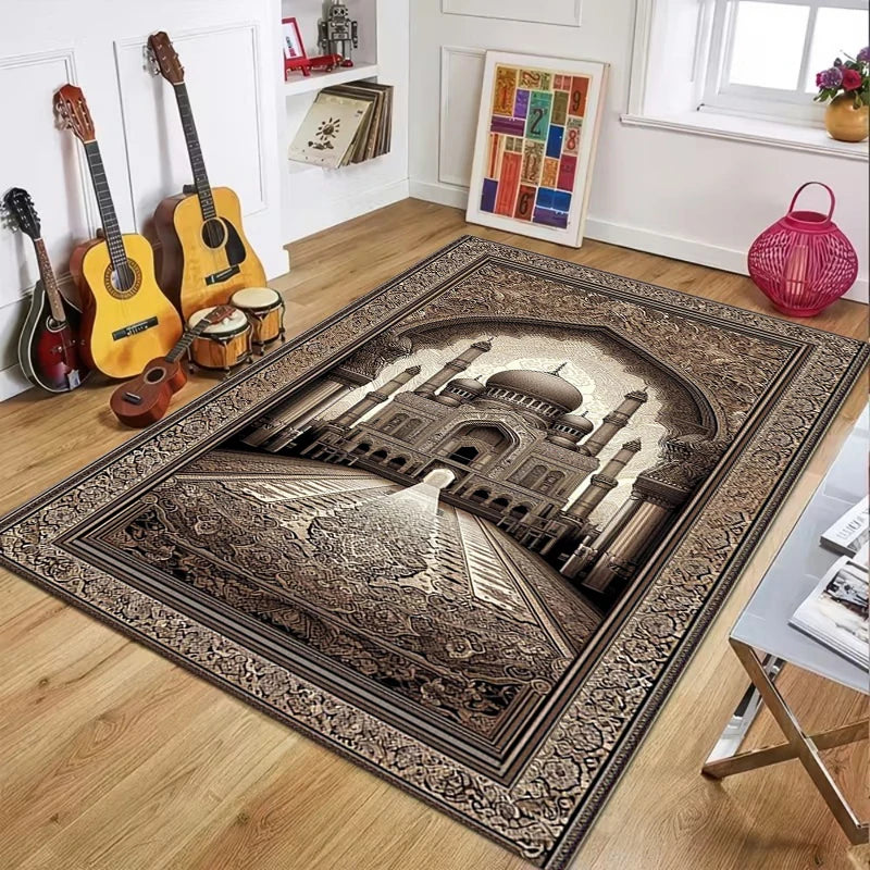 Vintage Islamic Mosque Prayer Rug – Non-Slip Ornate Area Rug