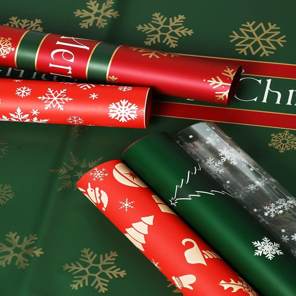 20-Sheet Christmas Snowflake Cellophane Flower Wrapping Paper