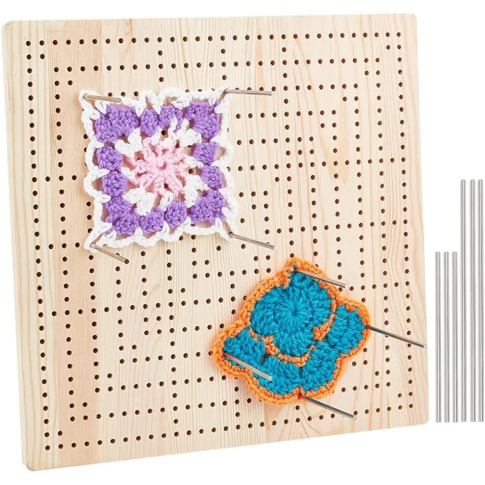 Rectangle Wood Crochet Blocking Board Set with Steel Rods