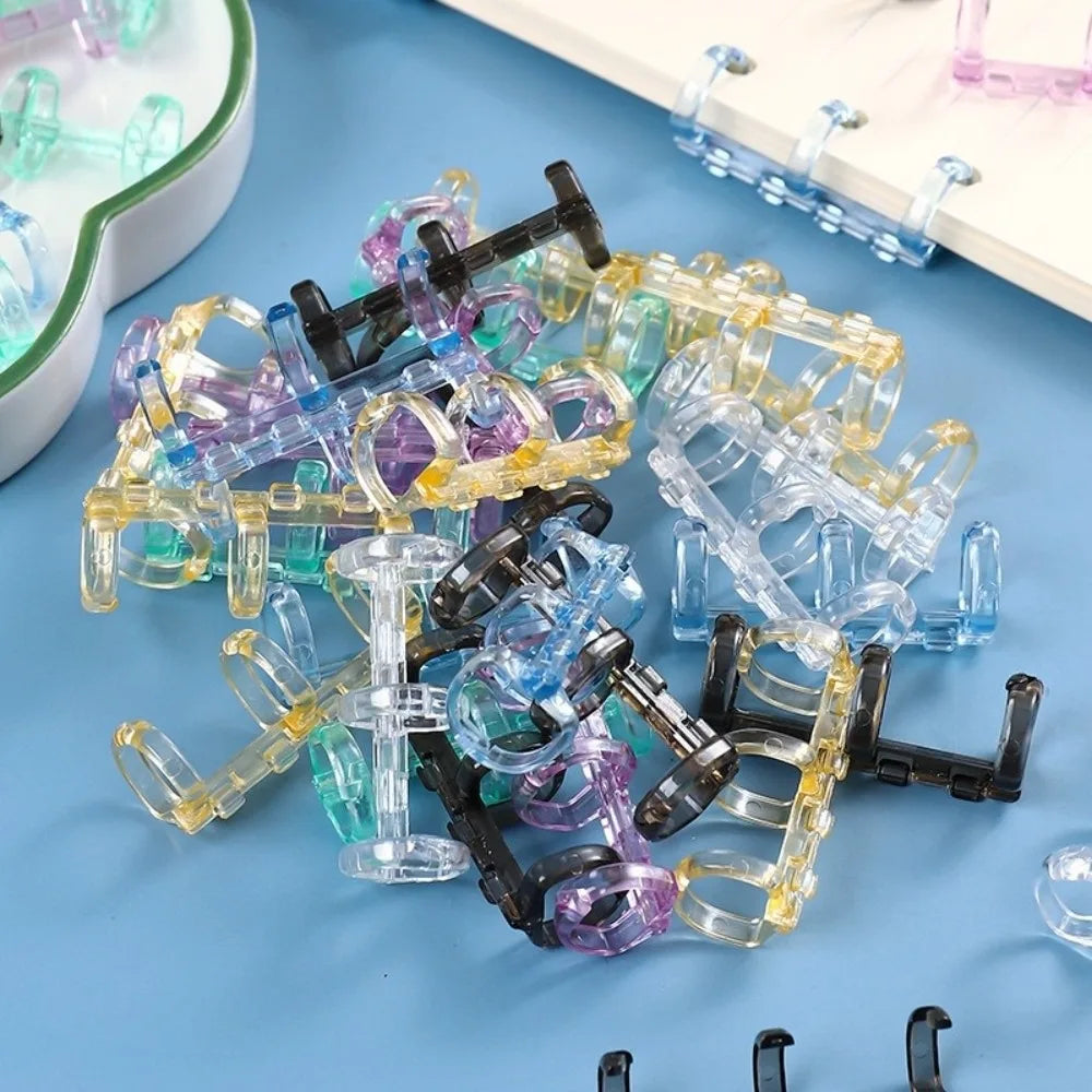 Transparent 3-Hole Plastic Loose Leaf Binder Rings – 7 Colors