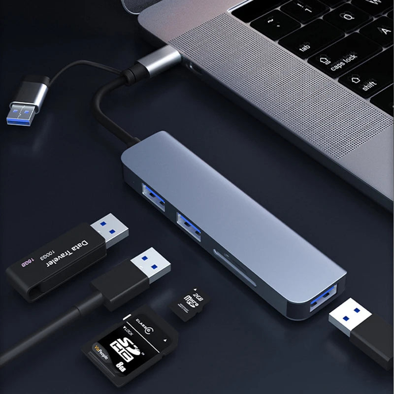 OULLX 5-in-1 USB-C Hub | USB 3.0, SD Card Reader & Dock